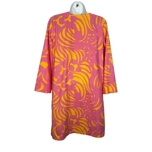 Vintage Marimekko Mika Piirainen Tunic Dress Pink Orange Swirl Print 36 US 6 - Picture 9 of 14